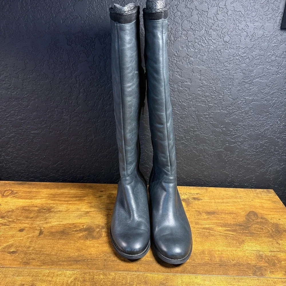 Naughty Monkey Leather Grey Black Knee High Boots Womens Size 7